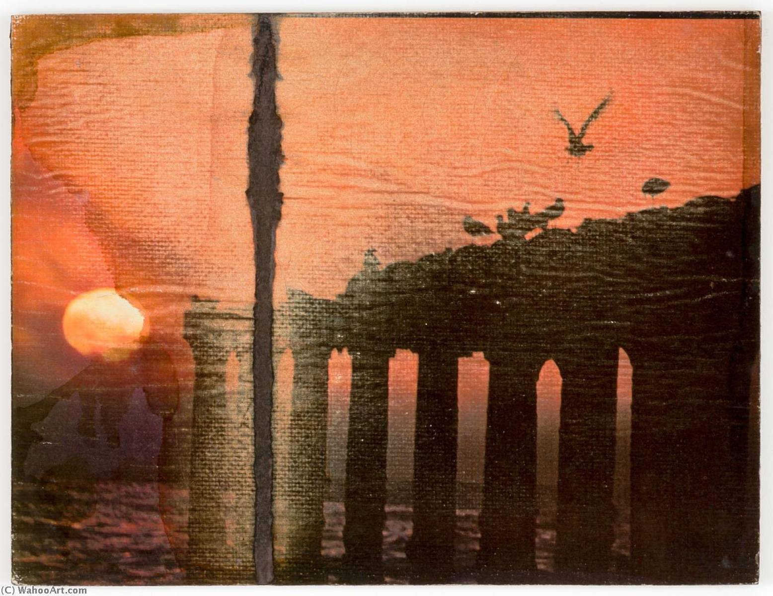 Wikioo.org - The Encyclopedia of Fine Arts - Painting, Artwork by Joseph Cornell - Untitled (Birds, Columns, Sunset)