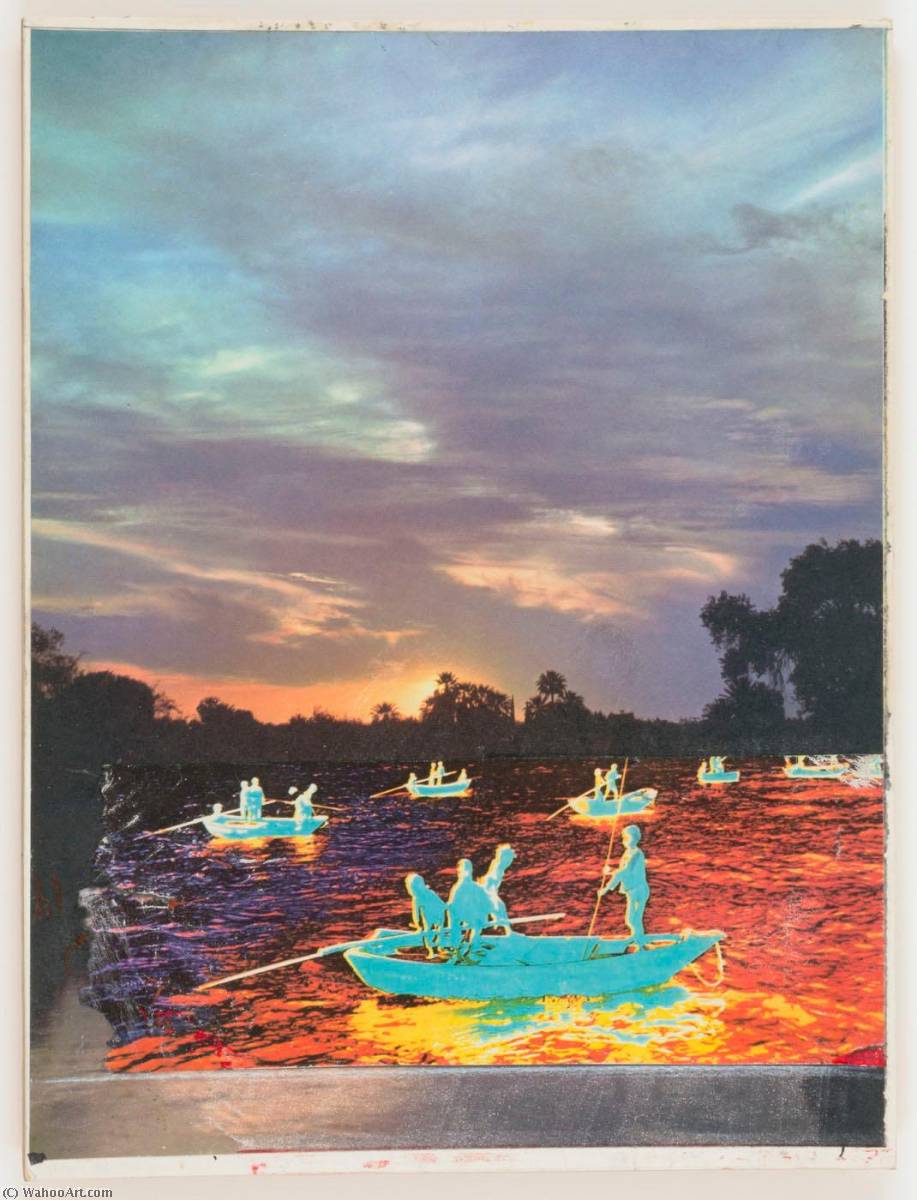 WikiOO.org - Enciklopedija likovnih umjetnosti - Slikarstvo, umjetnička djela Joseph Cornell - Untitled (sun setting behind trees at lake side)