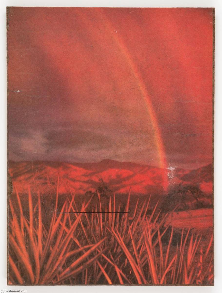WikiOO.org - Encyclopedia of Fine Arts - Lukisan, Artwork Joseph Cornell - Untitled (rainbow over plains and mountains with yucca plants)