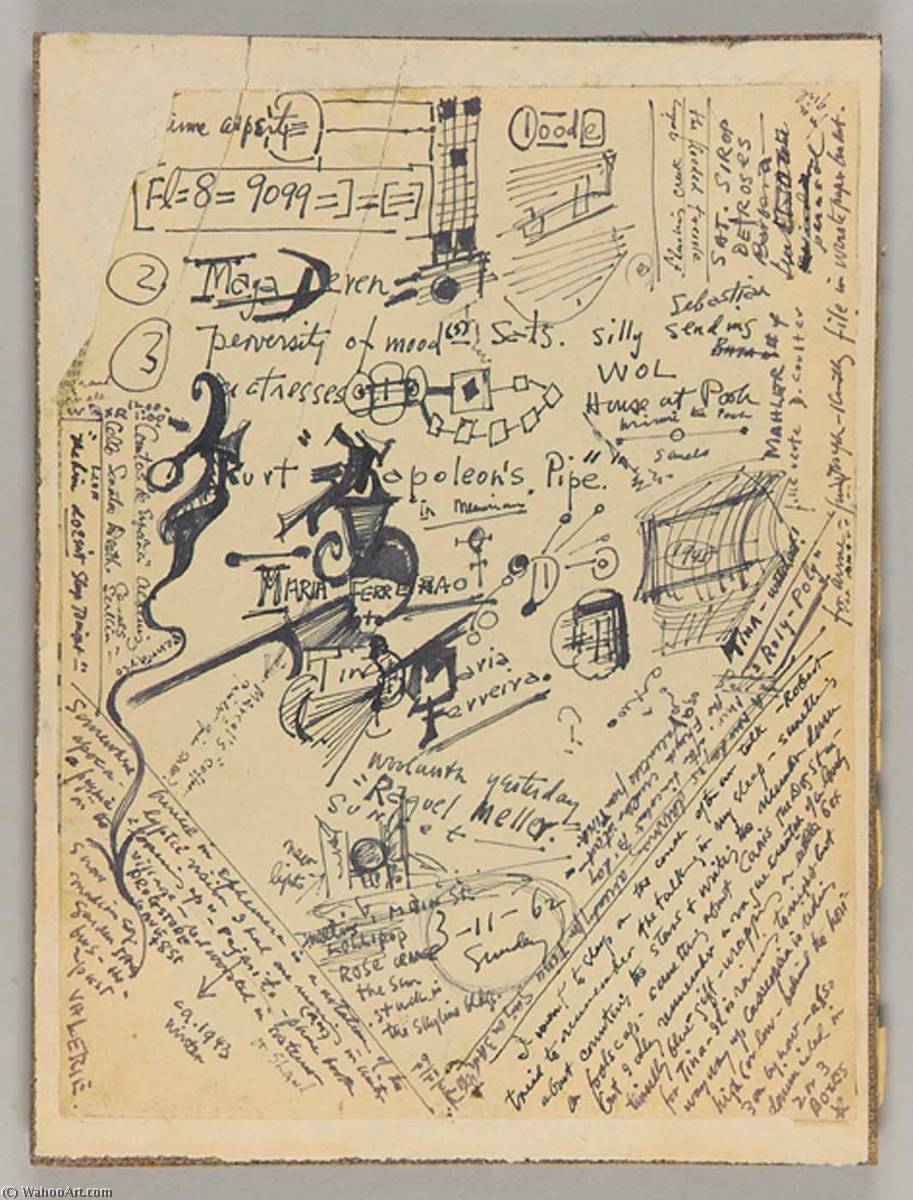 WikiOO.org - Encyclopedia of Fine Arts - Lukisan, Artwork Joseph Cornell - Untitled (doodles and notes)