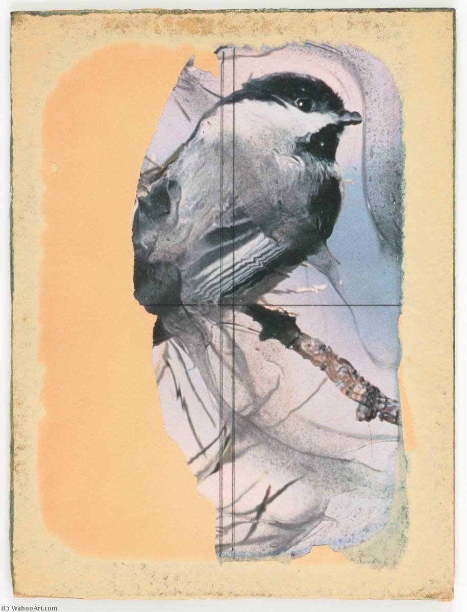 WikiOO.org - Encyclopedia of Fine Arts - Lukisan, Artwork Joseph Cornell - Untitled (chickadee on tree branch)