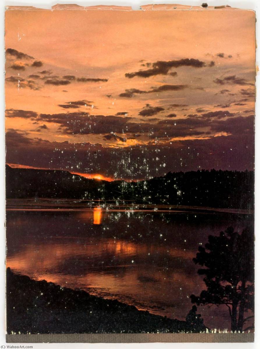 Wikioo.org - The Encyclopedia of Fine Arts - Painting, Artwork by Joseph Cornell - Untitled (lake and mountains at sunset)