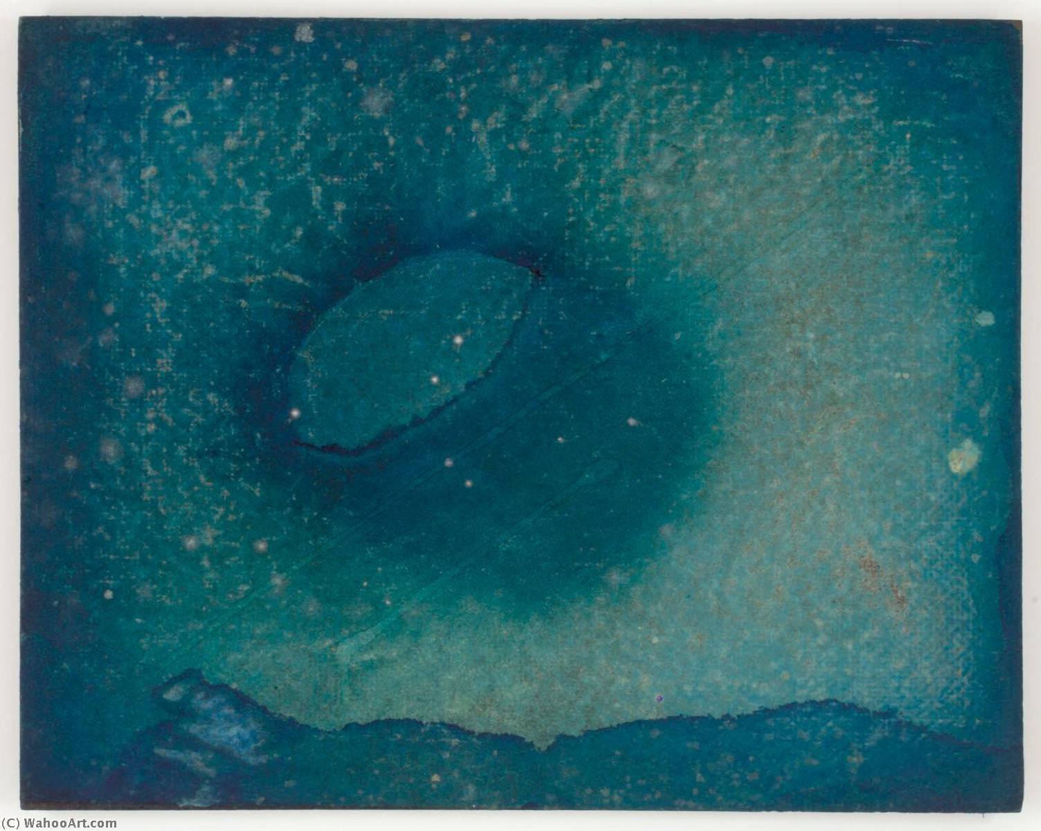 Wikioo.org - สารานุกรมวิจิตรศิลป์ - จิตรกรรม Joseph Cornell - For Angela (manila paper unevenly stained blue)