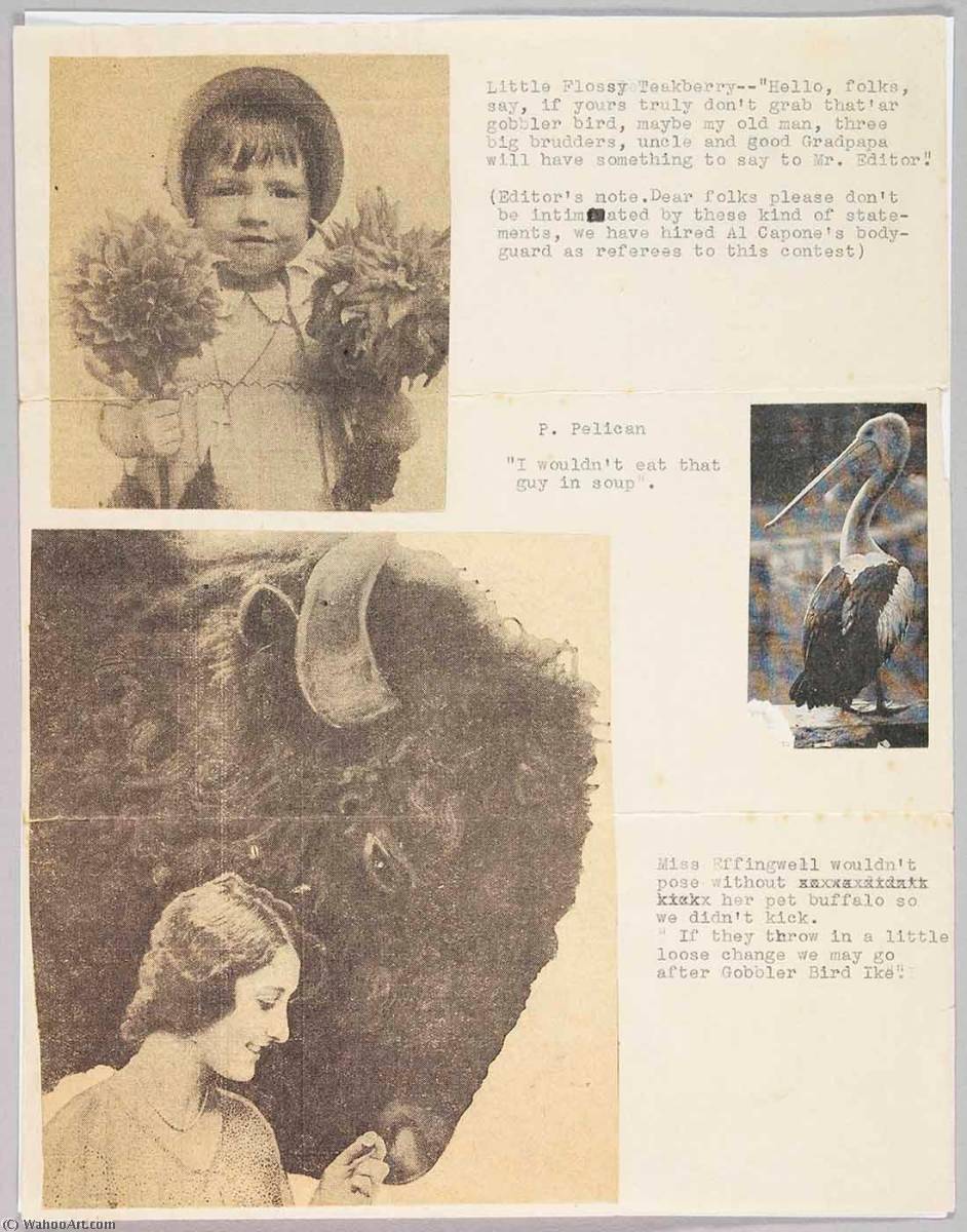Wikioo.org – La Enciclopedia de las Bellas Artes - Pintura, Obras de arte de Joseph Cornell - (Untitled ) ( de goop Joe's Aves Páginas serie )