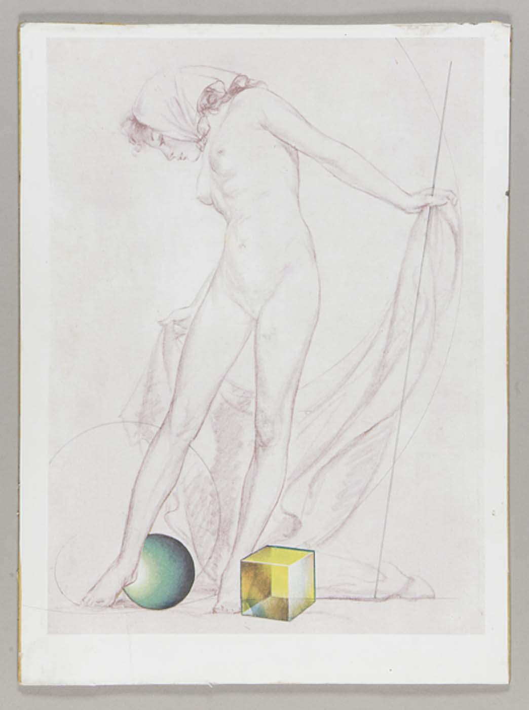 Wikioo.org - The Encyclopedia of Fine Arts - Painting, Artwork by Joseph Cornell - Untitled (standing nude female with kerchief)
