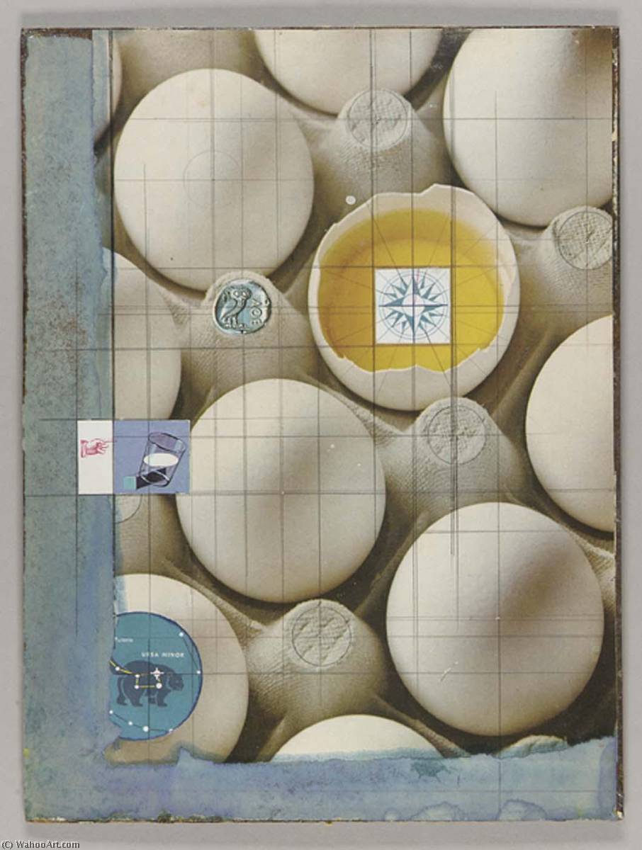 Wikioo.org - The Encyclopedia of Fine Arts - Painting, Artwork by Joseph Cornell - Untitled (Chinese 12 II, eggs in carton)