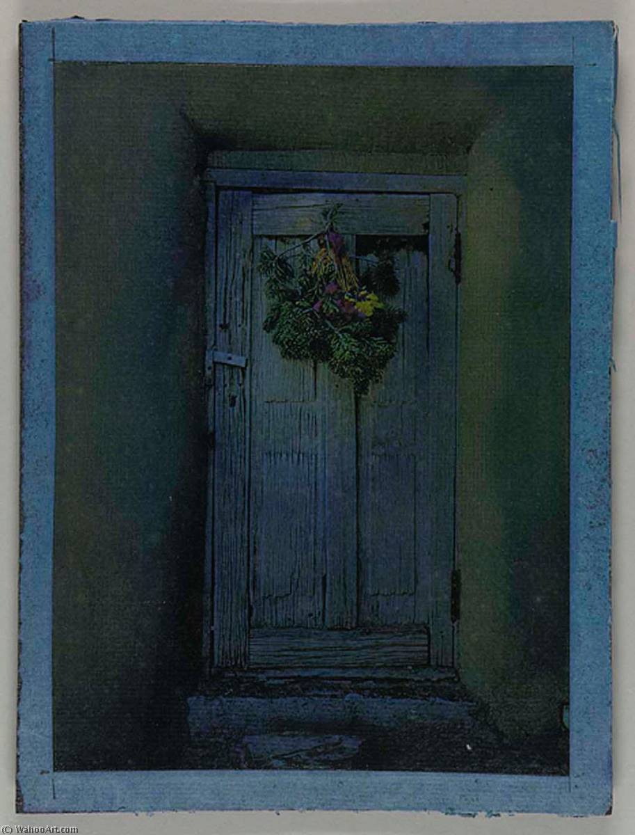 WikiOO.org - Encyclopedia of Fine Arts - Lukisan, Artwork Joseph Cornell - Untitled (rough hewn wooden door hung with decorated evergreen bough)
