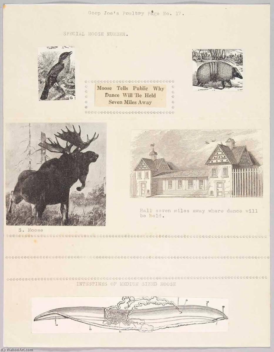 Wikioo.org - The Encyclopedia of Fine Arts - Painting, Artwork by Joseph Cornell - Goop Joe's Poultry Page No. 17. Special Moose Number