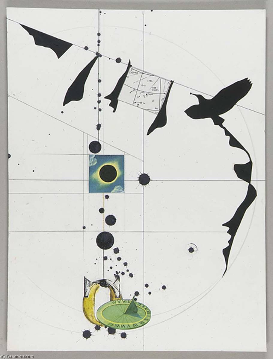 WikiOO.org - Encyclopedia of Fine Arts - Maľba, Artwork Joseph Cornell - Untitled (black paper cutouts of silhouette of bird in flight)