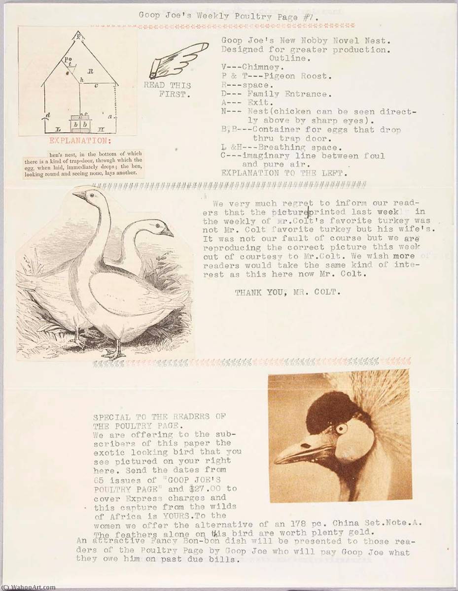 WikiOO.org - Енциклопедия за изящни изкуства - Живопис, Произведения на изкуството Joseph Cornell - Goop Joe's Weekly Poultry Page 7
