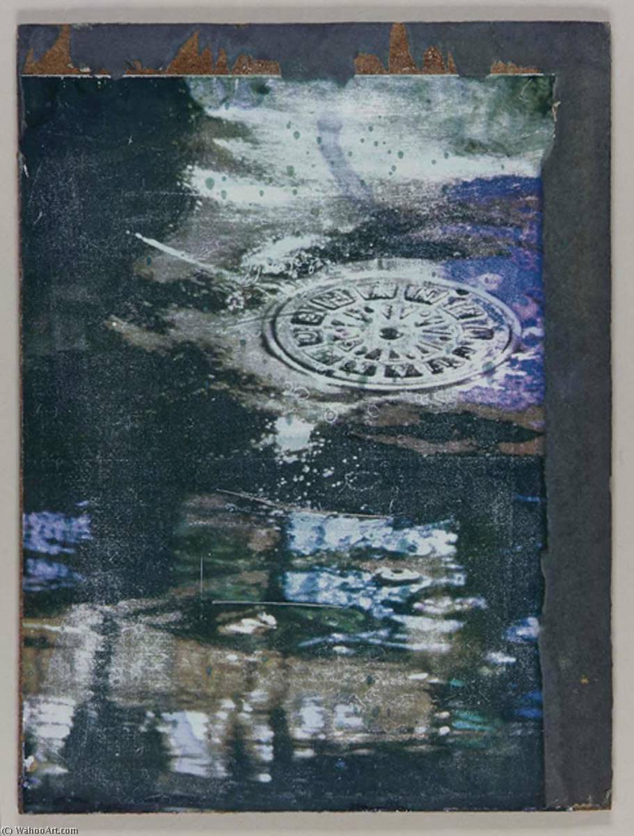 WikiOO.org - Encyclopedia of Fine Arts - Lukisan, Artwork Joseph Cornell - Untitled (rainy street with sewer cover)