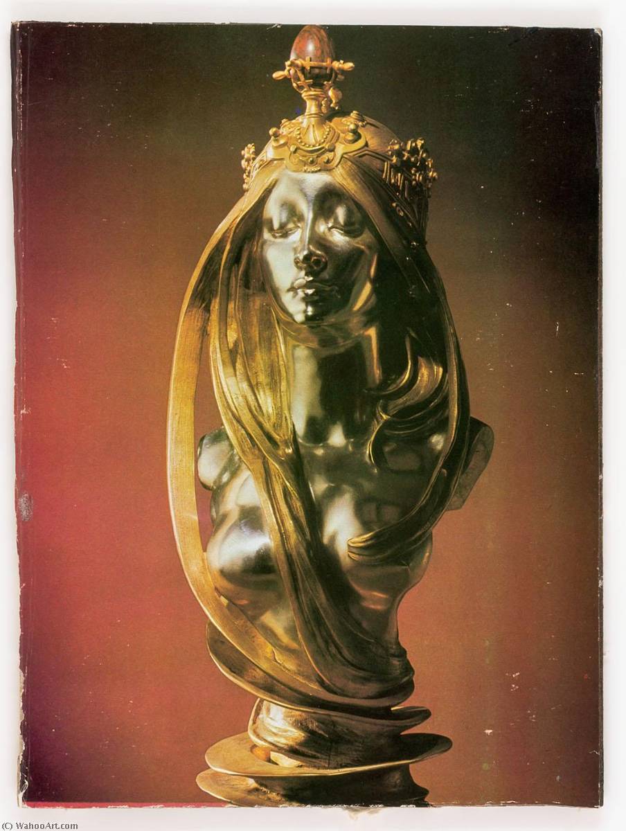 WikiOO.org - Enciclopedia of Fine Arts - Pictura, lucrări de artă Joseph Cornell - Untitled (silver and gold female bust with semi precious stone by Mucha)