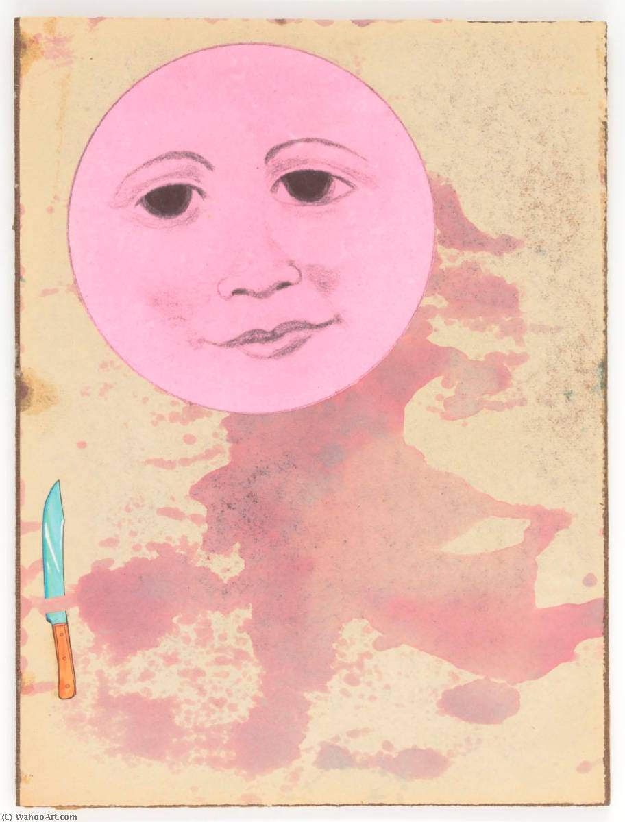 Wikioo.org - The Encyclopedia of Fine Arts - Painting, Artwork by Joseph Cornell - Untitled (man in the moon face stained pink, mounted on masonite)