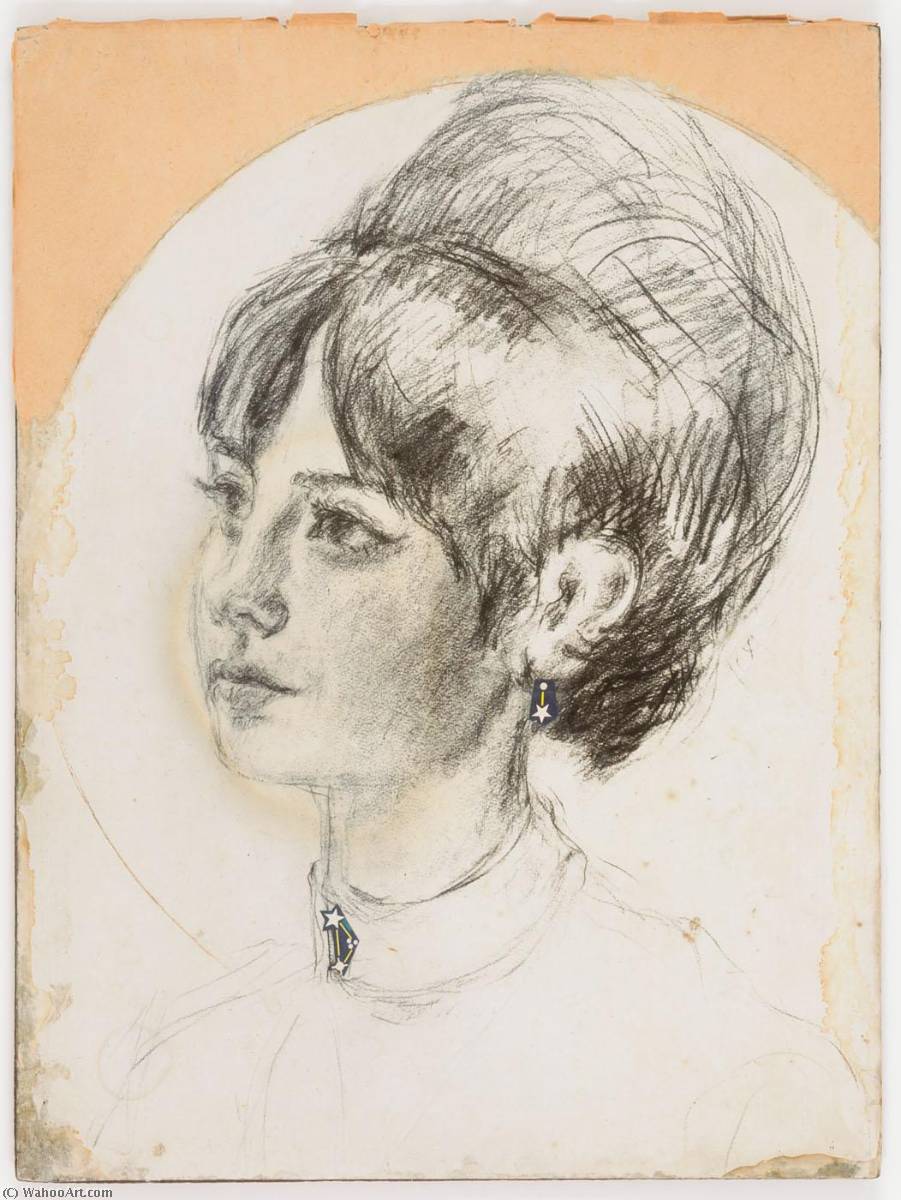 WikiOO.org - Encyclopedia of Fine Arts - Lukisan, Artwork Joseph Cornell - Untitled (young female with bouffant hairdo)