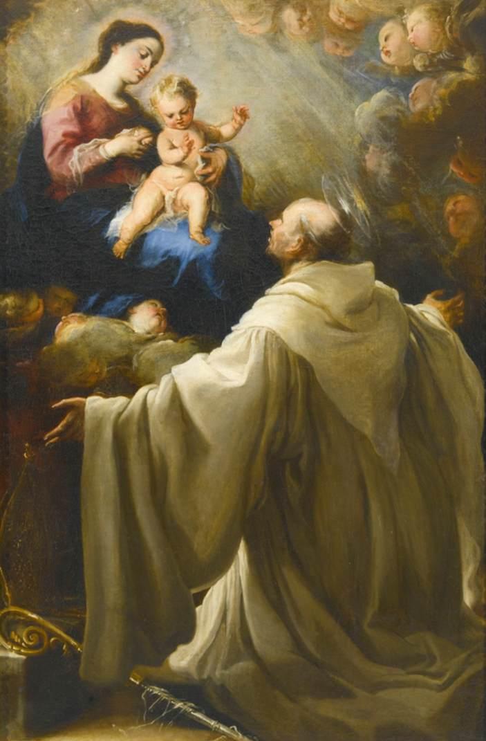 WikiOO.org - Encyclopedia of Fine Arts - Maľba, Artwork Juan Carreño De Miranda - Virgin Lactans with St Bernard