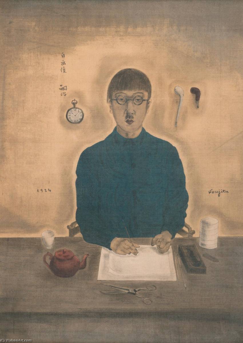 Wikioo.org - สารานุกรมวิจิตรศิลป์ - จิตรกรรม Léonard Tsugouharu Foujita - Mon portrait