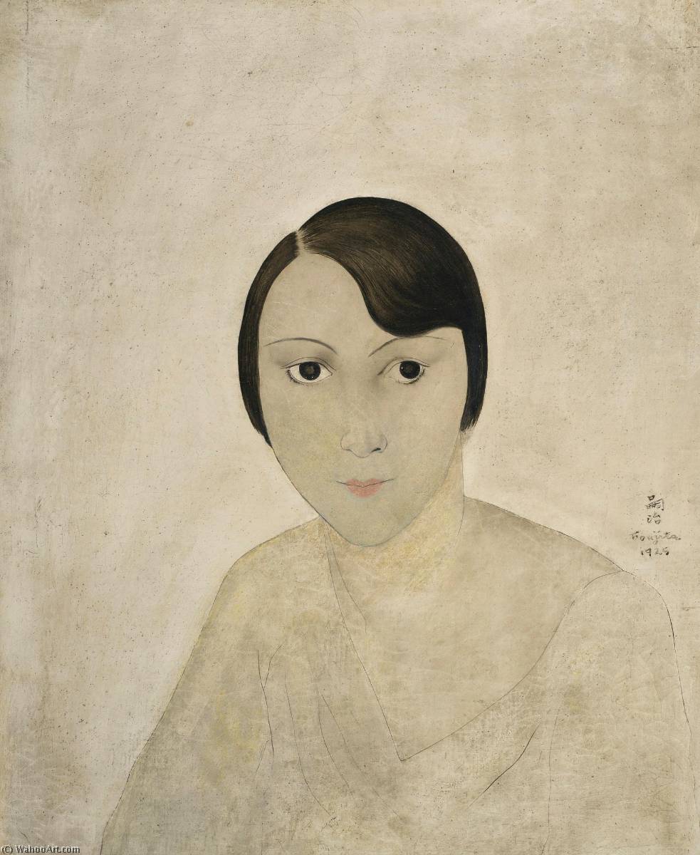 Wikioo.org - The Encyclopedia of Fine Arts - Painting, Artwork by Léonard Tsugouharu Foujita - Portrait de Kiki de Montparnasse