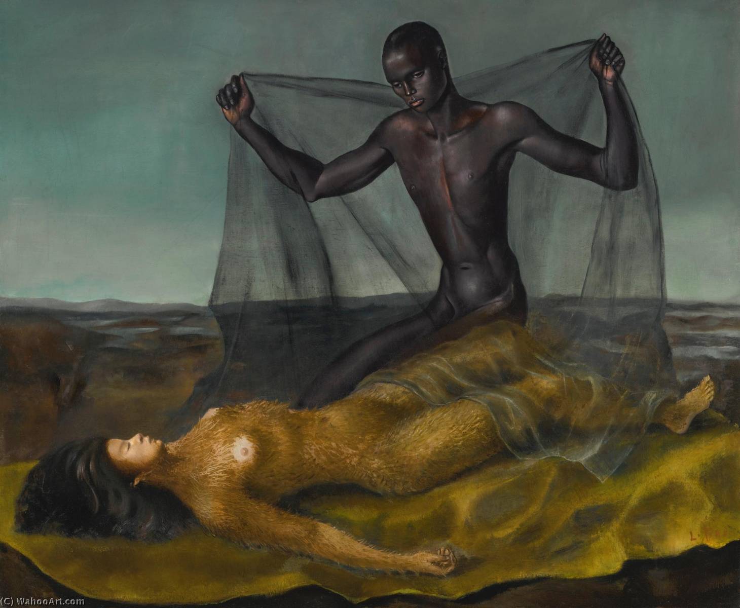 WikiOO.org - Енциклопедія образотворчого мистецтва - Живопис, Картини
 Leonor Fini - Homme noir et femme singe