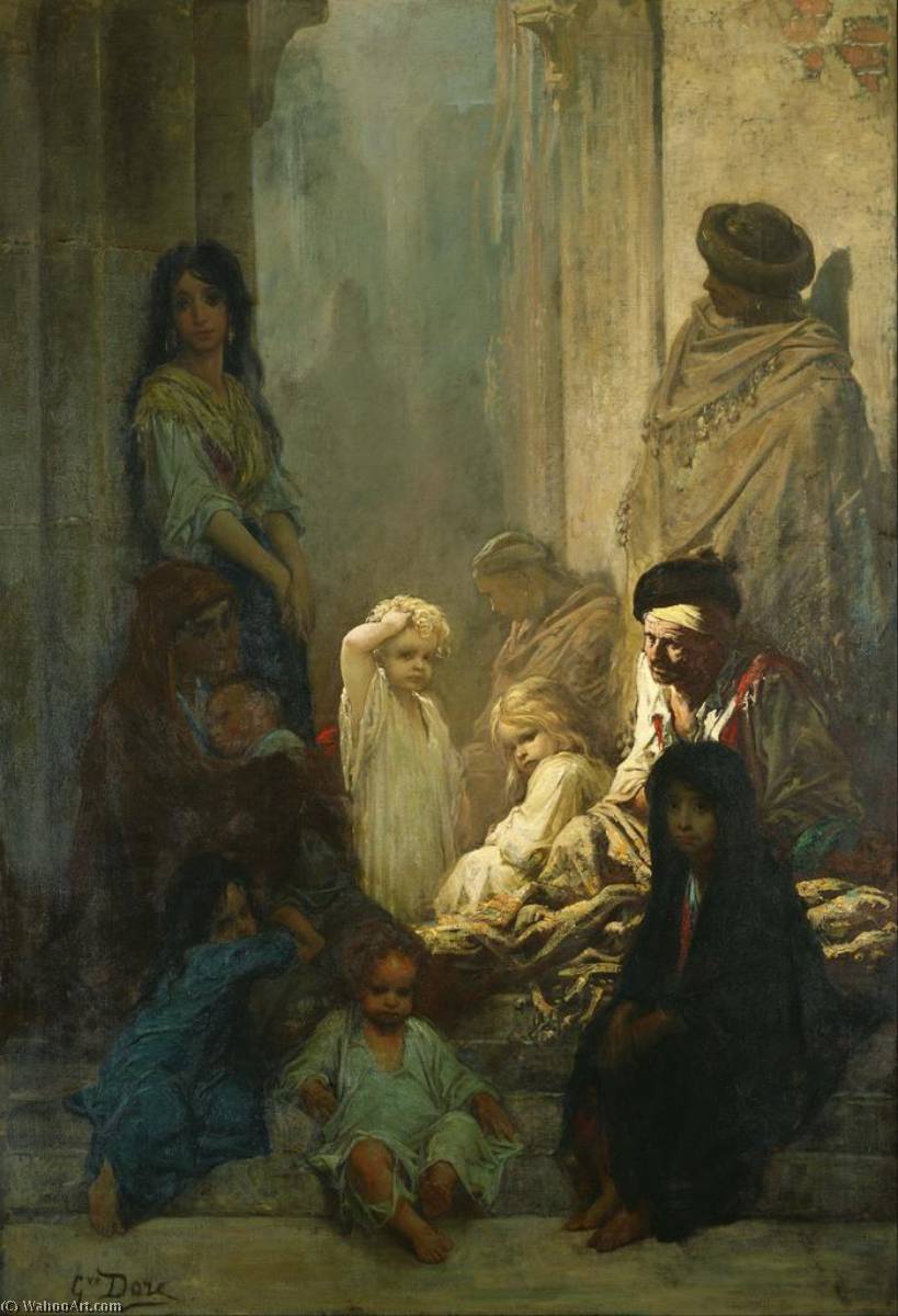 WikiOO.org - Encyclopedia of Fine Arts - Lukisan, Artwork Paul Gustave Doré - La Siesta, Memory of Spain