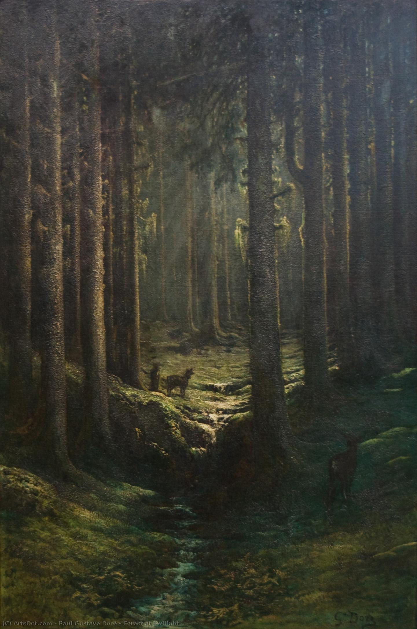 Wikioo.org - The Encyclopedia of Fine Arts - Painting, Artwork by Paul Gustave Doré - Forest at Twilight