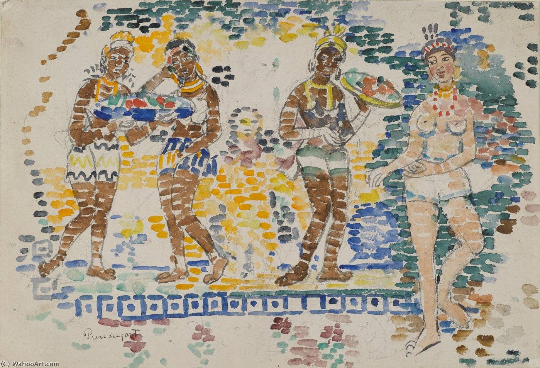 Wikioo.org - The Encyclopedia of Fine Arts - Painting, Artwork by Maurice Brazil Prendergast - Five Figures