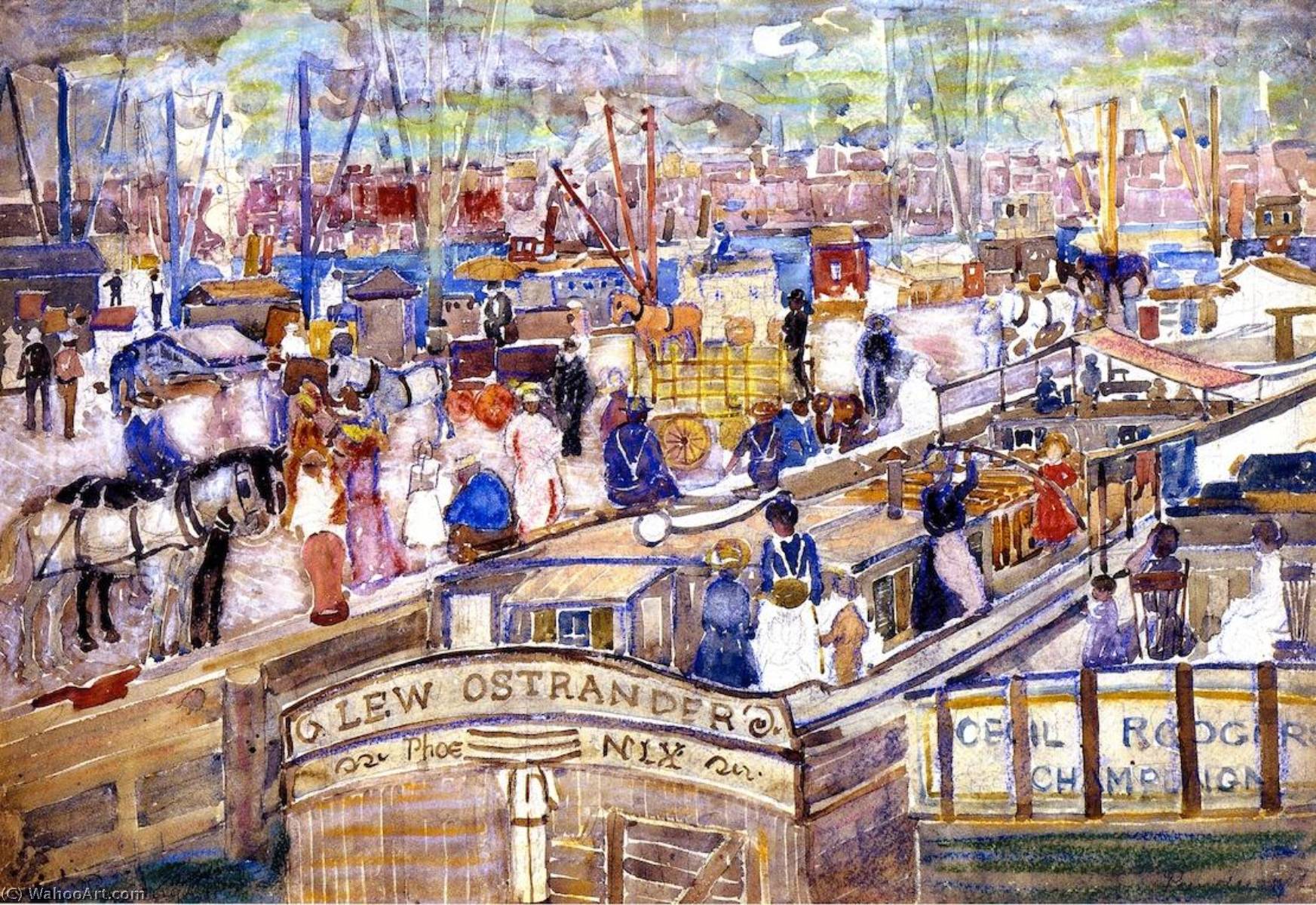 WikiOO.org - Enciklopedija dailės - Tapyba, meno kuriniai Maurice Brazil Prendergast - A Dock Scene