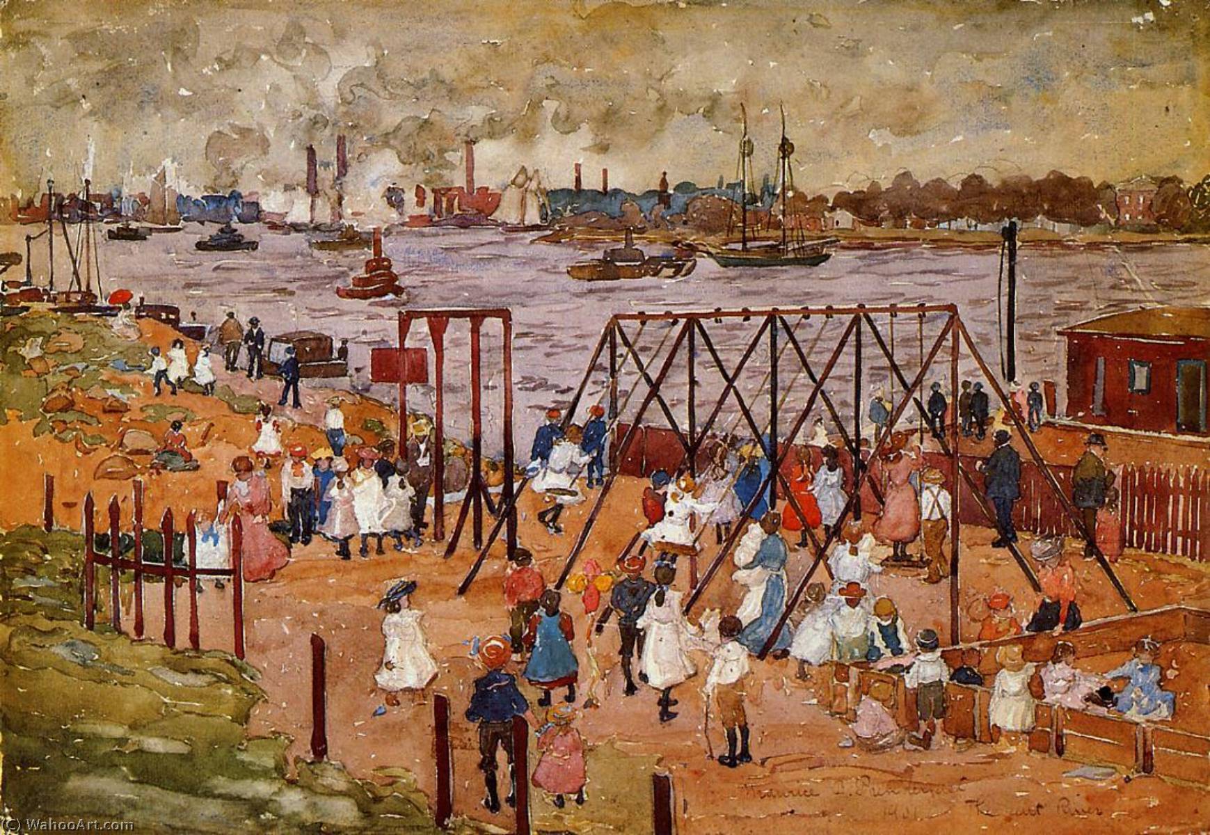 WikiOO.org - Encyclopedia of Fine Arts - Schilderen, Artwork Maurice Brazil Prendergast - The East River