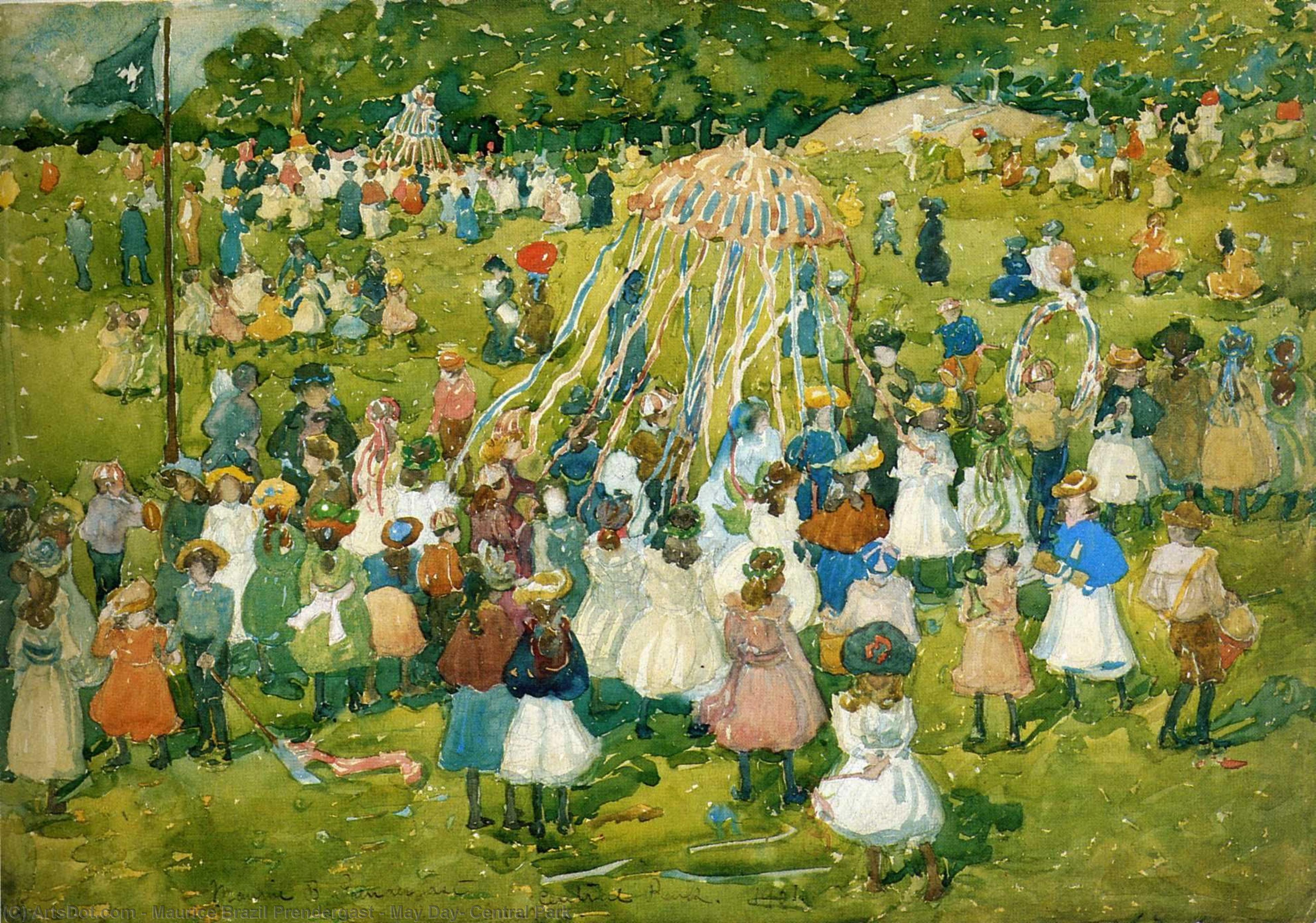 Wikioo.org - Bách khoa toàn thư về mỹ thuật - Vẽ tranh, Tác phẩm nghệ thuật Maurice Brazil Prendergast - May Day, Central Park