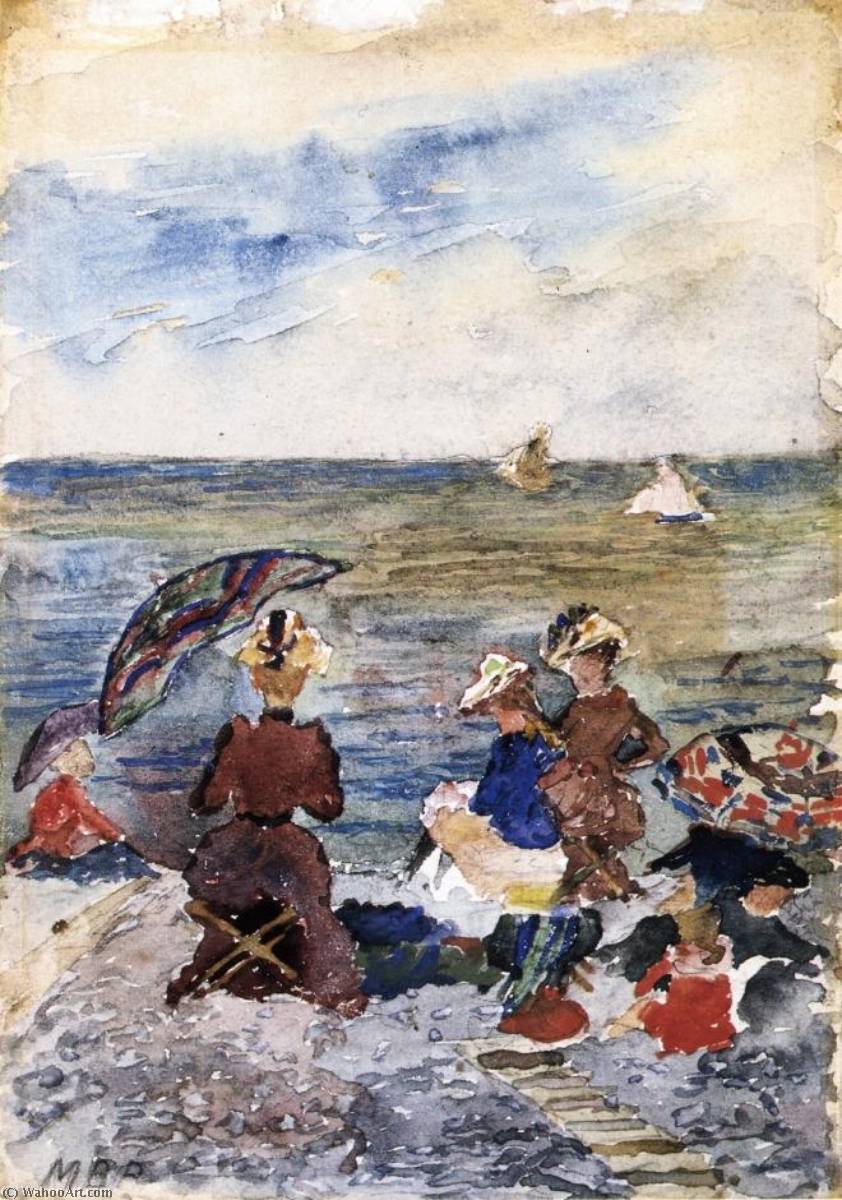 Wikioo.org - Bách khoa toàn thư về mỹ thuật - Vẽ tranh, Tác phẩm nghệ thuật Maurice Brazil Prendergast - Figures on the Beach