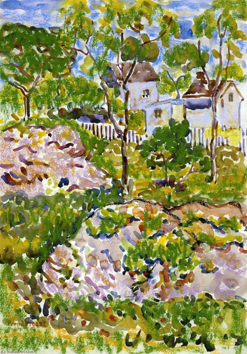 Wikioo.org - The Encyclopedia of Fine Arts - Painting, Artwork by Maurice Brazil Prendergast - Farmhouse in New England