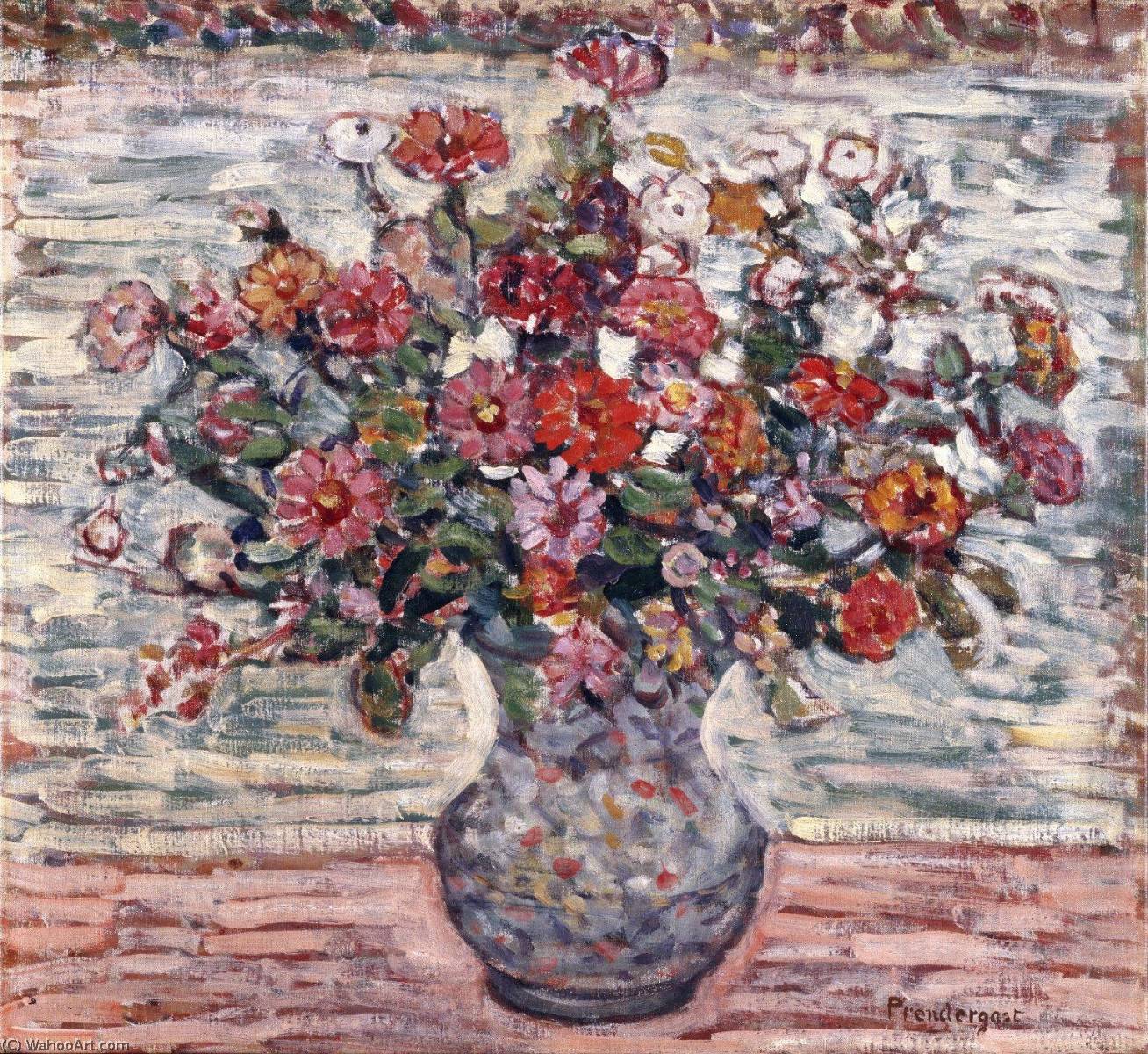 Wikioo.org – La Enciclopedia de las Bellas Artes - Pintura, Obras de arte de Maurice Brazil Prendergast - flores en a jarrón