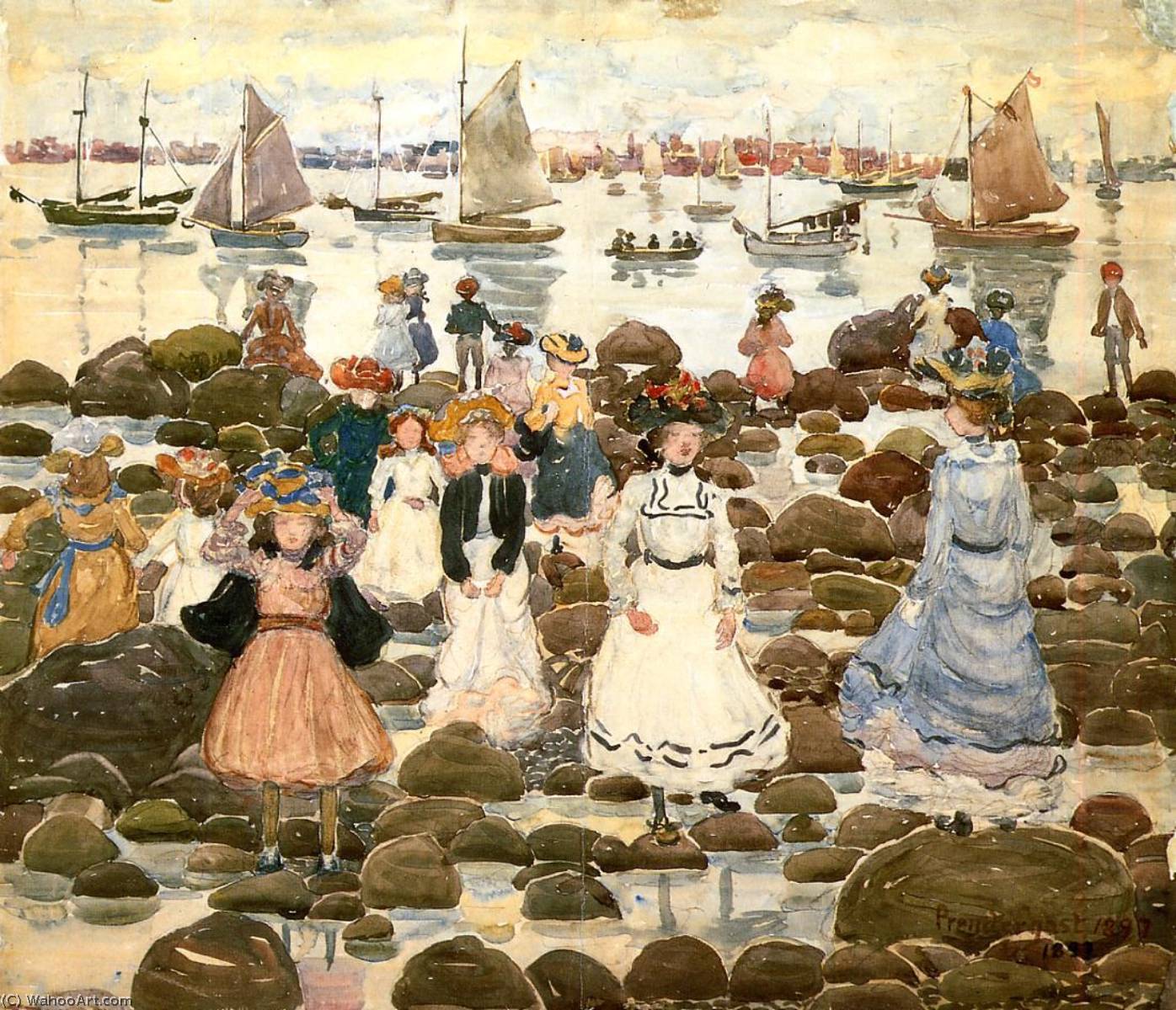 Wikioo.org - The Encyclopedia of Fine Arts - Painting, Artwork by Maurice Brazil Prendergast - Low Tide, Beachmont