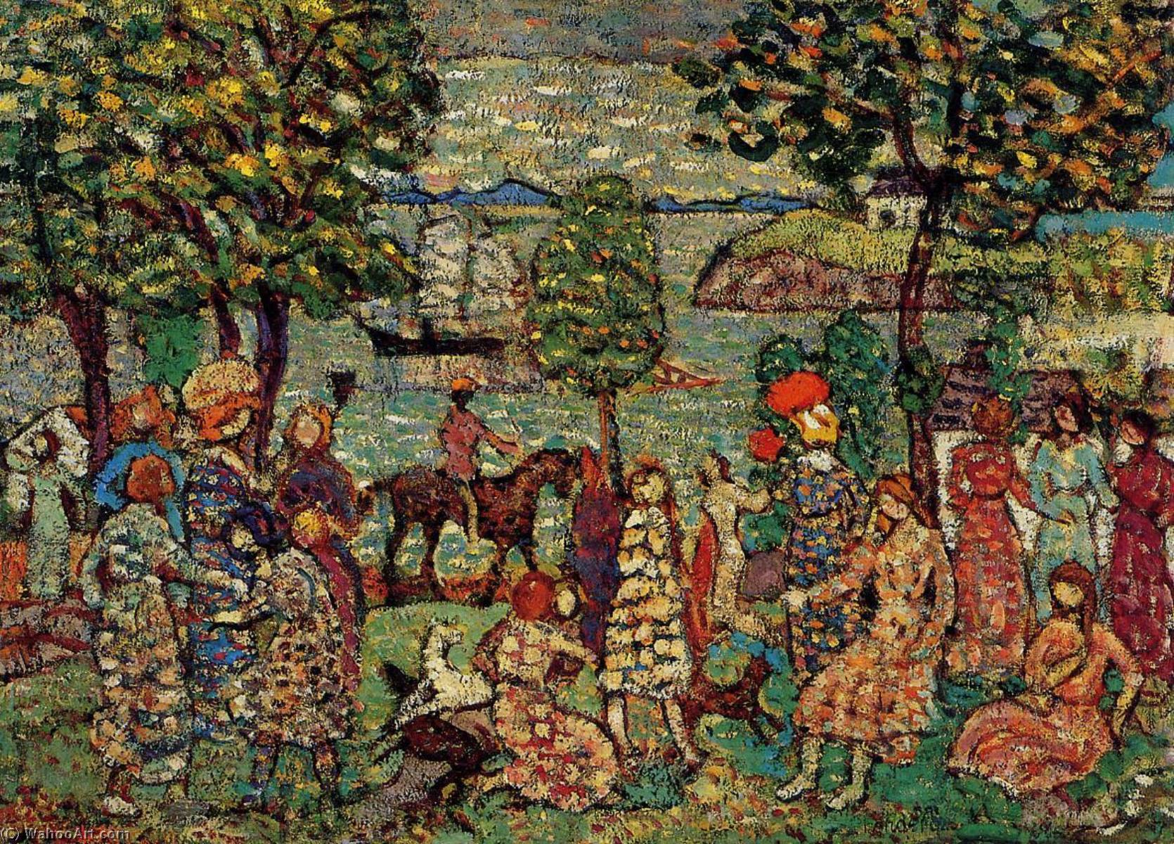 Wikioo.org - The Encyclopedia of Fine Arts - Painting, Artwork by Maurice Brazil Prendergast - Fantasy (also known as Landscape with Figures)