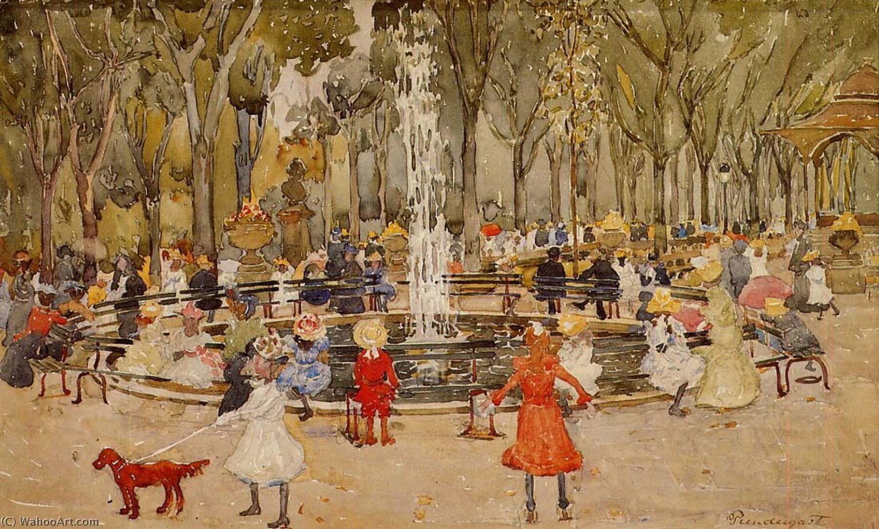 Wikioo.org - The Encyclopedia of Fine Arts - Painting, Artwork by Maurice Brazil Prendergast - In Central Park, New York