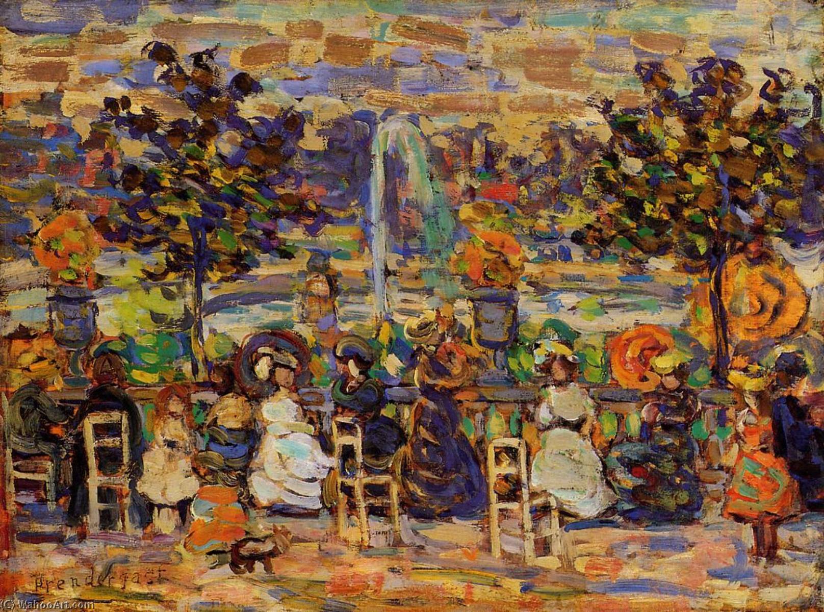 Wikioo.org – La Enciclopedia de las Bellas Artes - Pintura, Obras de arte de Maurice Brazil Prendergast - En los jardines de Luxemburgo