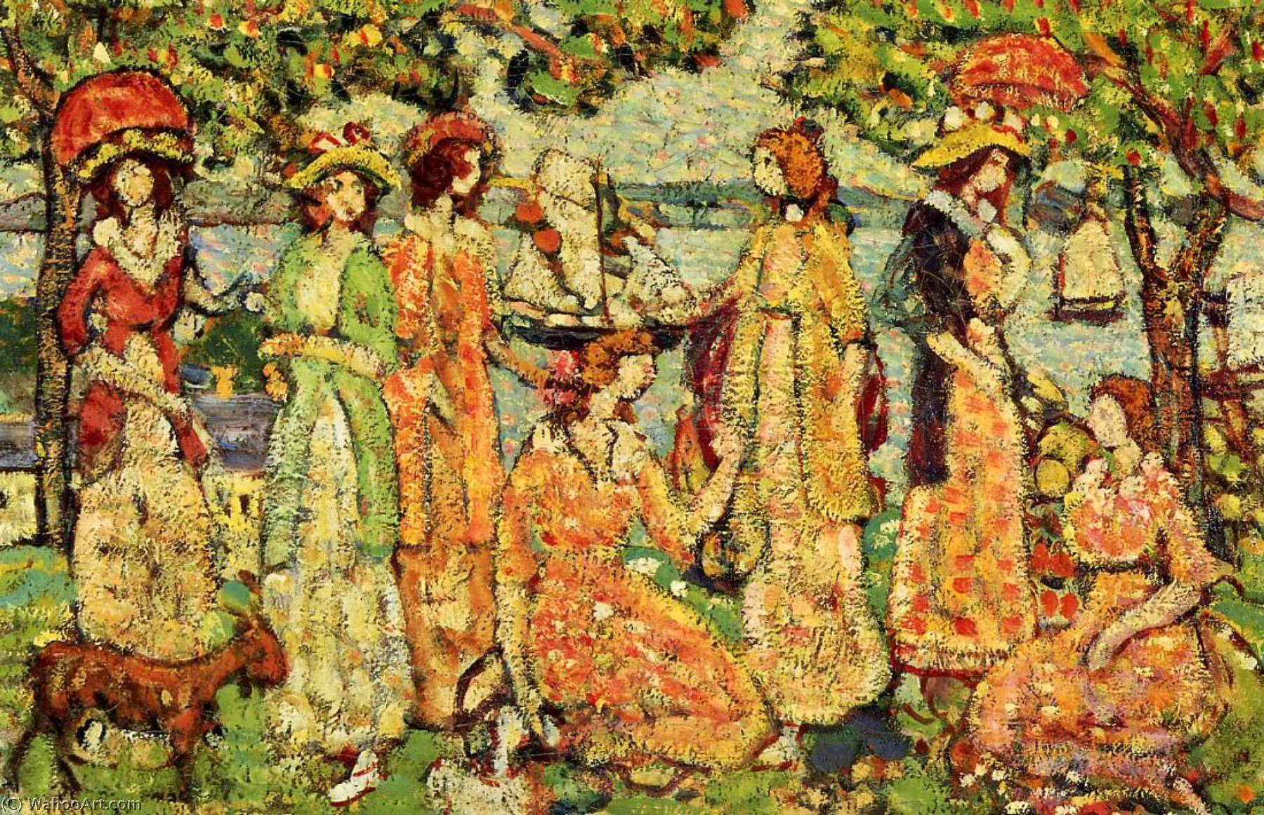 Wikioo.org - The Encyclopedia of Fine Arts - Painting, Artwork by Maurice Brazil Prendergast - The Idlers