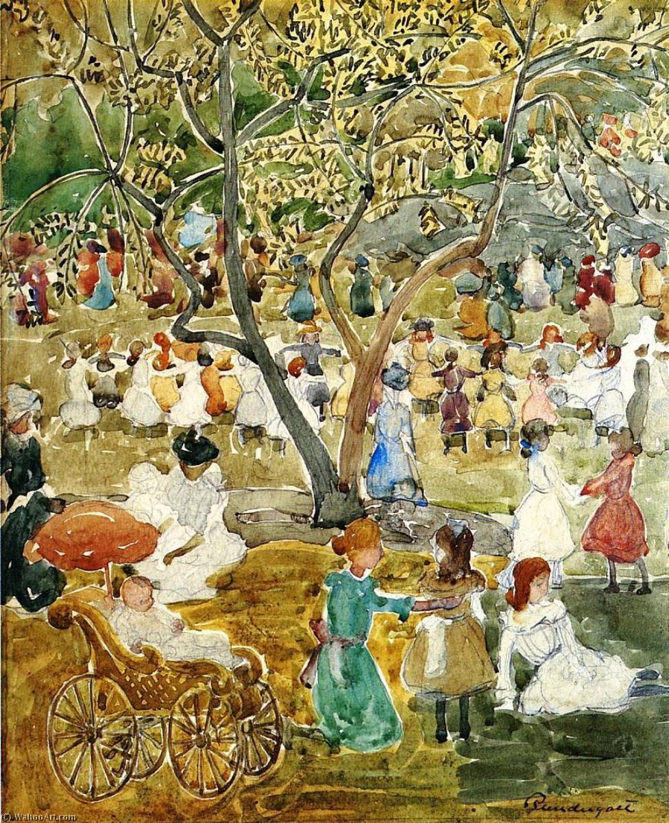 WikiOO.org - Enciklopedija dailės - Tapyba, meno kuriniai Maurice Brazil Prendergast - May Party (also known as May Day, Central Park)
