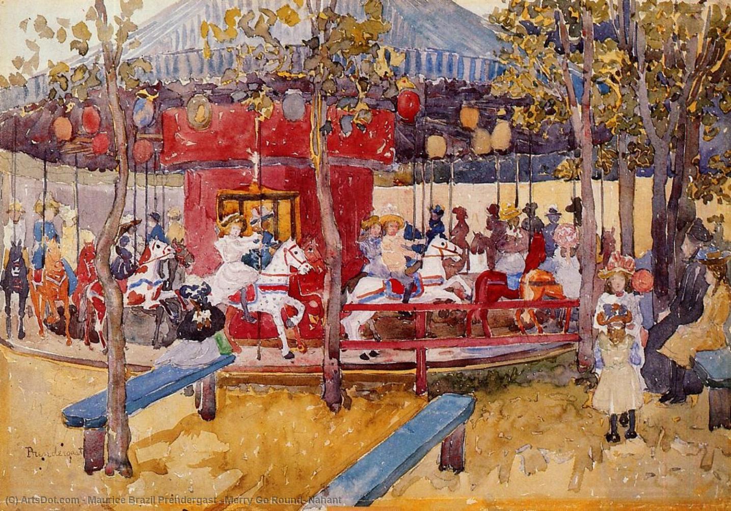 Wikioo.org - The Encyclopedia of Fine Arts - Painting, Artwork by Maurice Brazil Prendergast - Merry Go Round, Nahant