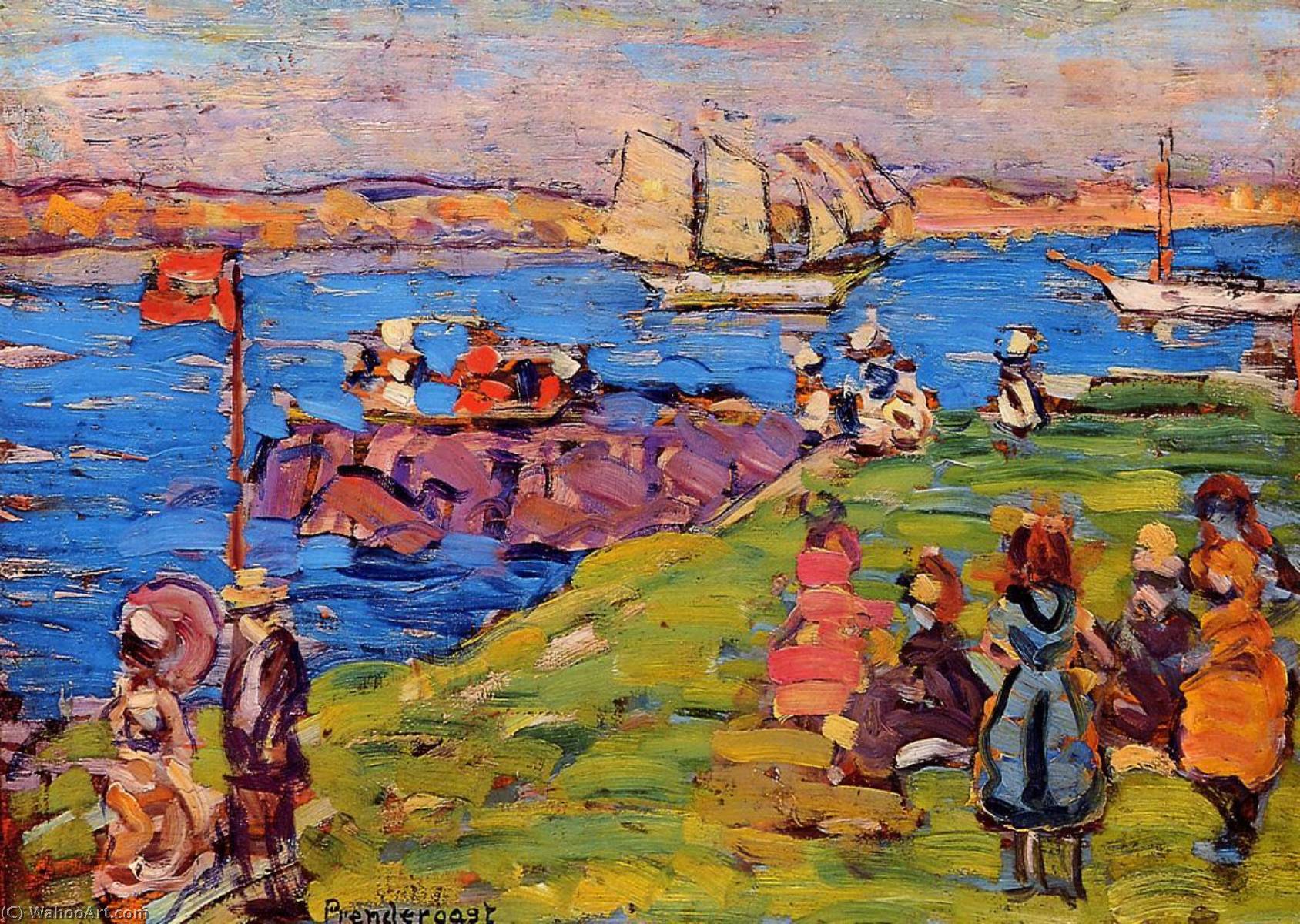 Wikioo.org - The Encyclopedia of Fine Arts - Painting, Artwork by Maurice Brazil Prendergast - Harbor, Afternoon