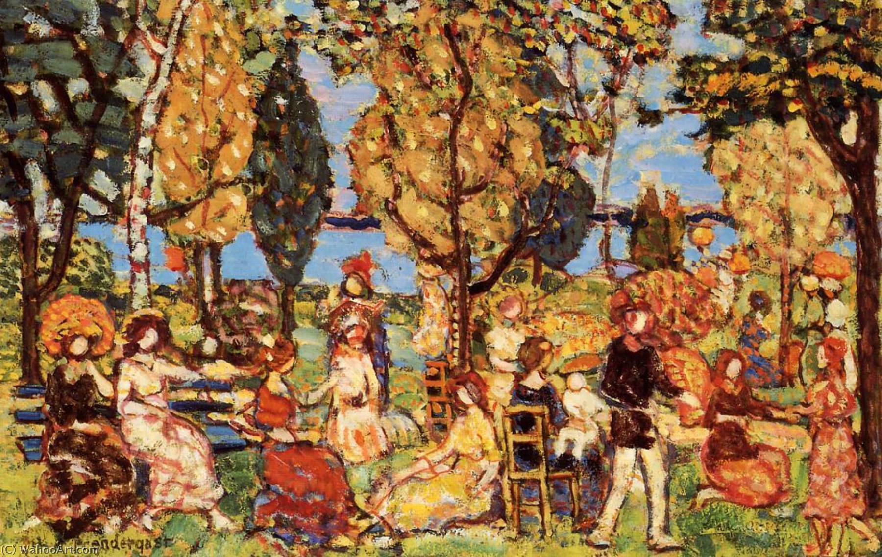 Wikioo.org - The Encyclopedia of Fine Arts - Painting, Artwork by Maurice Brazil Prendergast - In the Park (also known as The Promenade)