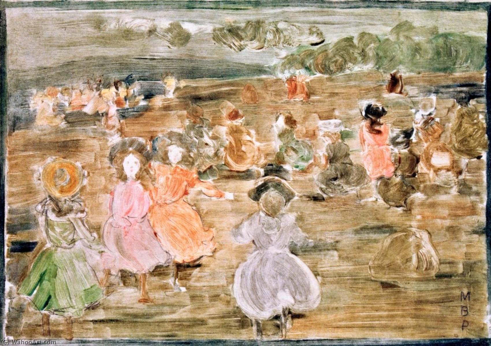 Wikioo.org - The Encyclopedia of Fine Arts - Painting, Artwork by Maurice Brazil Prendergast - Figures by the Shore