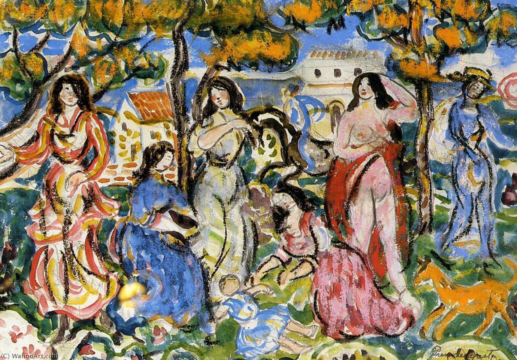 Wikioo.org - The Encyclopedia of Fine Arts - Painting, Artwork by Maurice Brazil Prendergast - Figures in a Landscape