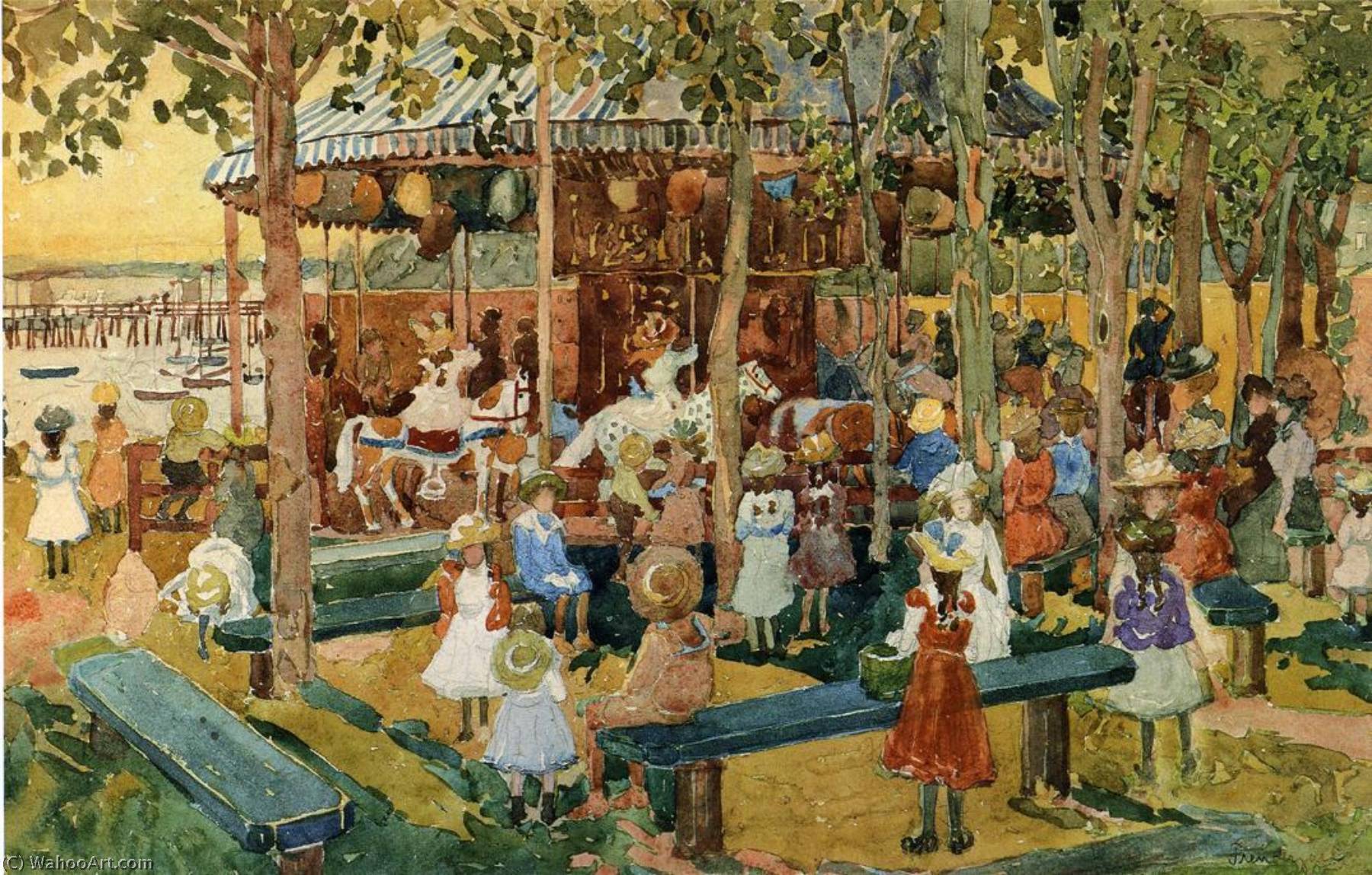 Wikioo.org - The Encyclopedia of Fine Arts - Painting, Artwork by Maurice Brazil Prendergast - The Flying Horses