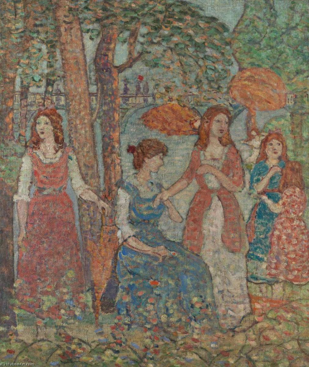 Wikioo.org - The Encyclopedia of Fine Arts - Painting, Artwork by Maurice Brazil Prendergast - Figures in a Park