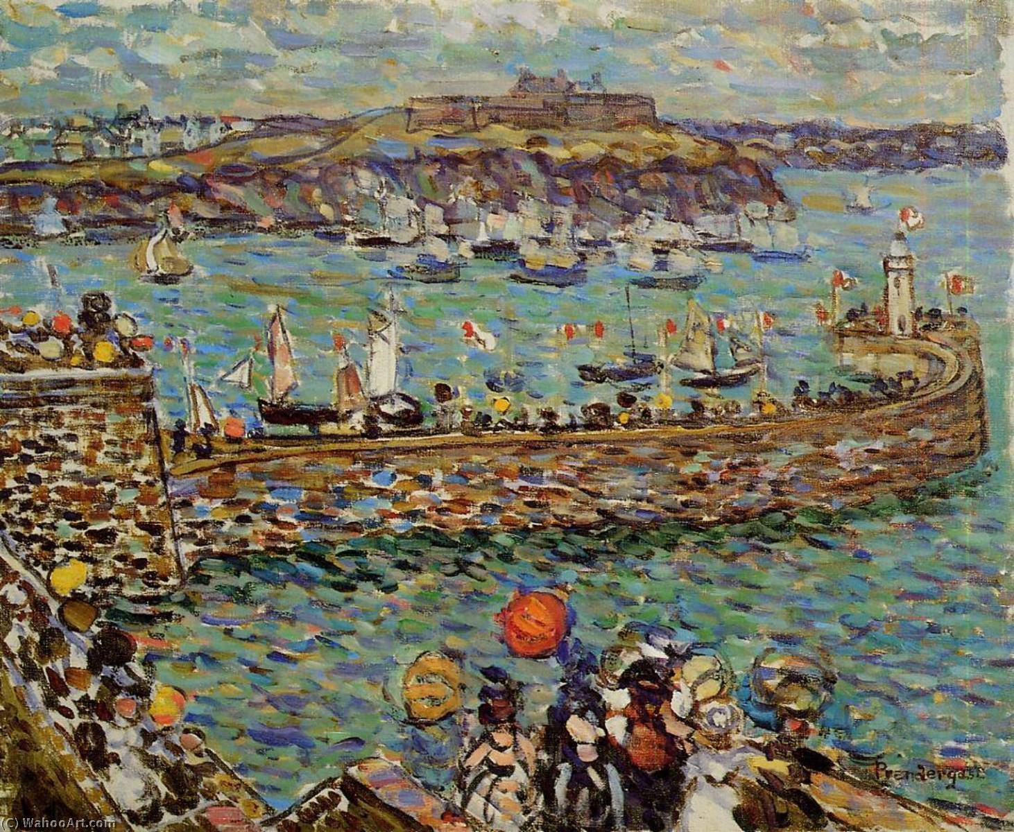 Wikioo.org - The Encyclopedia of Fine Arts - Painting, Artwork by Maurice Brazil Prendergast - Lighthouse at St. Malo