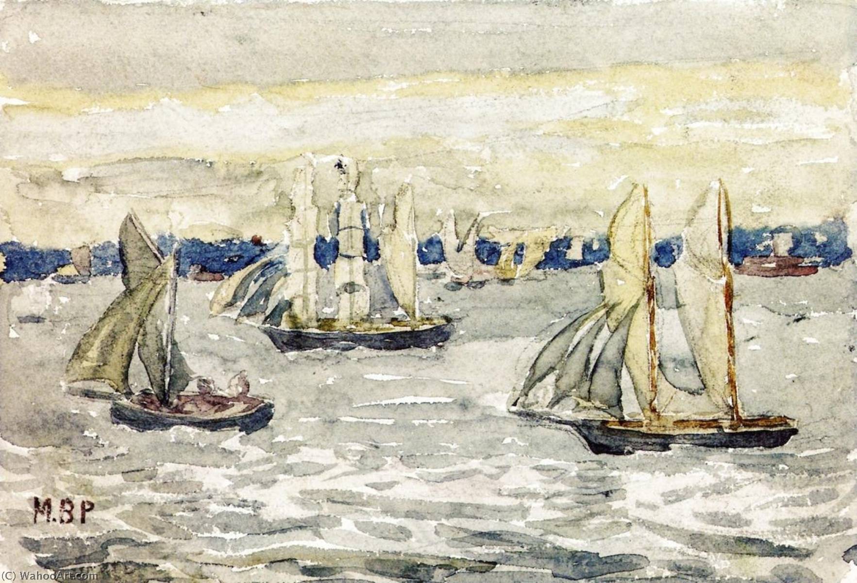 Wikioo.org - The Encyclopedia of Fine Arts - Painting, Artwork by Maurice Brazil Prendergast - A Grey Day, Boston Harbor