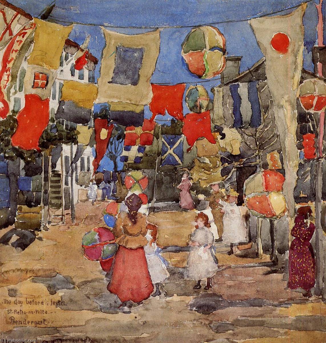 WikiOO.org - Encyclopedia of Fine Arts - Malba, Artwork Maurice Brazil Prendergast - Fiesta Venice S. Pietro in Volta (also known as The Day Before the Fiesta, St. Pietro in Volte)