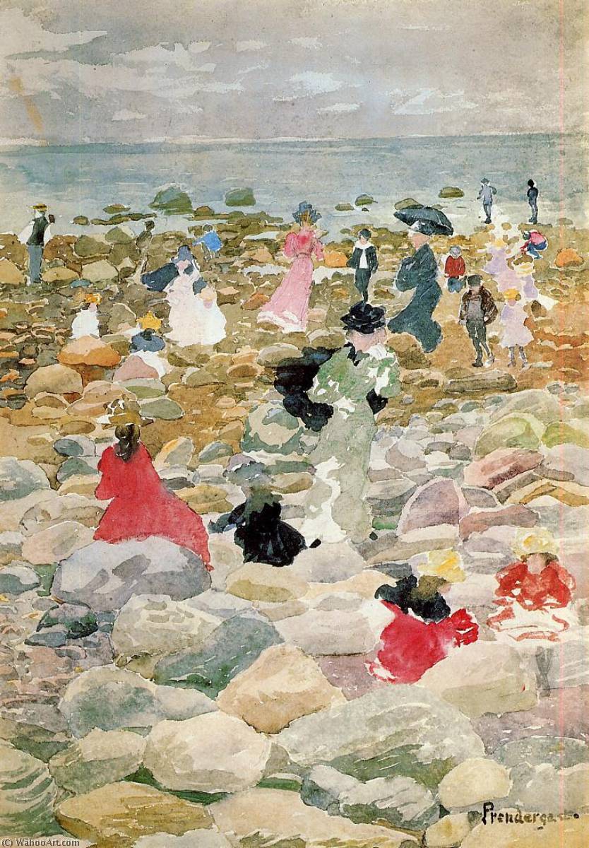 WikiOO.org - Encyclopedia of Fine Arts - Maalaus, taideteos Maurice Brazil Prendergast - Low Tide, Nantucket