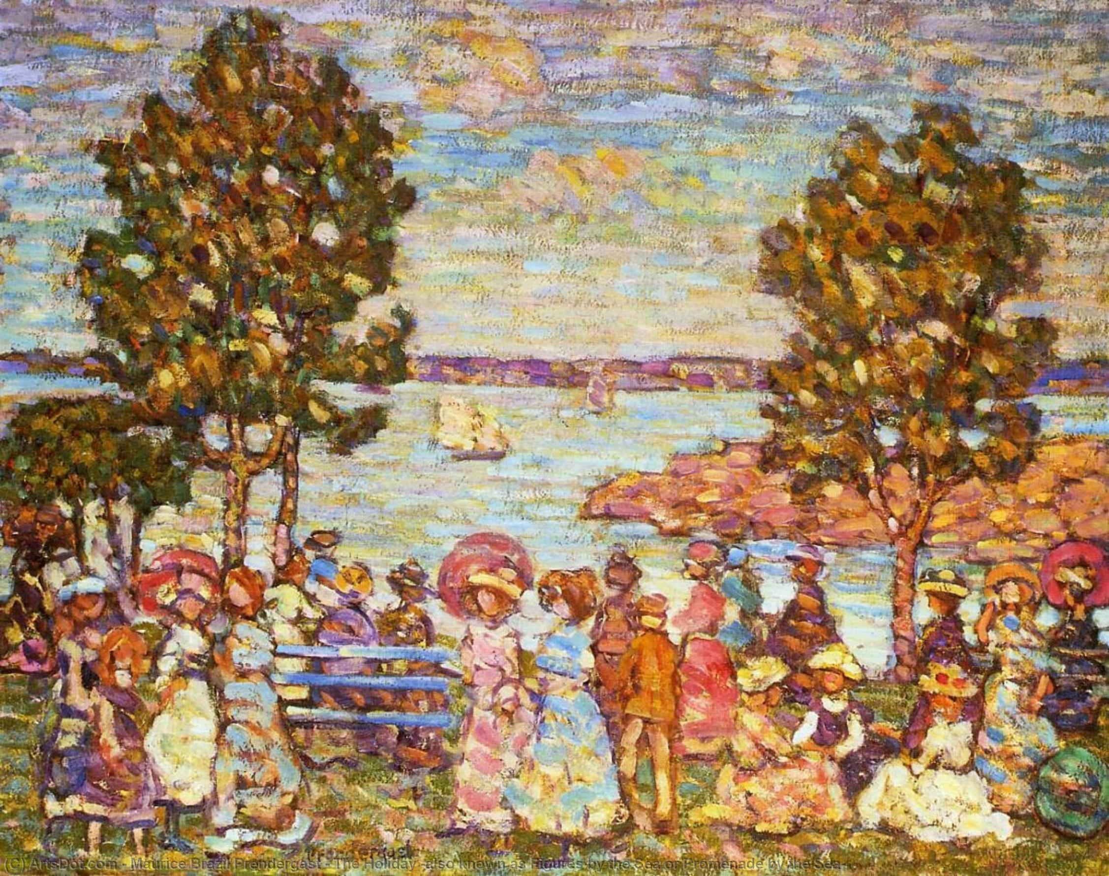 WikiOO.org - Encyclopedia of Fine Arts - Maalaus, taideteos Maurice Brazil Prendergast - The Holiday (also known as Figures by the Sea or Promenade by the Sea)