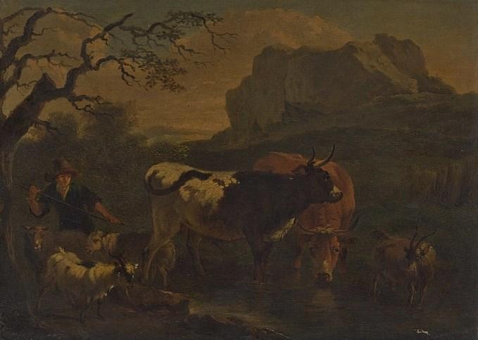 Wikoo.org - موسوعة الفنون الجميلة - اللوحة، العمل الفني Nicolaes Berchem - Le troupeau (The Herd)